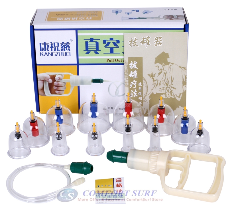New 2017 - 12 Cups /24 Cups Set Of Vacuum Suction Body Cupping Pull Out a Vacuum Appartus Therapy